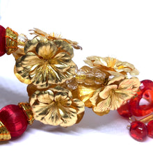 Royal 24K Gold Foil Flower Garland Embellished Satin Bauble Balls Handcrafted Divine Jewelry