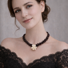 Natural Garnet Drop & Pearl Oval Gems Handmade Necklace
