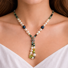 Natural Multi Tourmaline Pearl Peridot Citrine Semiprecious Necklace