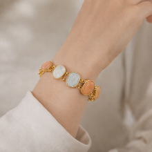 Handmade Artisan Design Natural Gemstone Bracelet with Oval Link Chain Jewelry