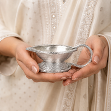 999 Silver Deepak 18 Gram | Handcrafted Diya Pooja Temple Decor - Lamp