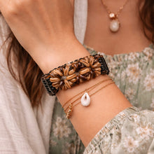 Handmade Adjustable Brown Coconut Shell Band - Natural Sustainable Boho Eco-Friendly Bracelet