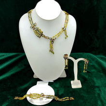 9K Two-Tone Gold | Natural Sapphire Tourmaline & Diamond Necklace & Bracelet Set - Necklace Bracelet Set