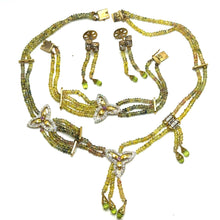 9K Two-Tone Gold | Natural Sapphire Tourmaline & Diamond Necklace & Bracelet Set - Necklace Bracelet Set