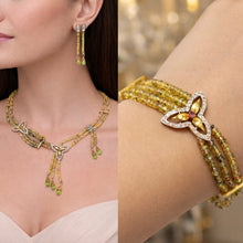 9K Two-Tone Gold | Natural Sapphire Tourmaline & Diamond Necklace & Bracelet Set - Necklace Bracelet Set