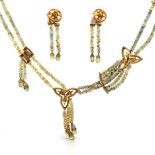 9K Two-Tone Gold | Natural Sapphire Tourmaline & Diamond Necklace & Bracelet Set - Necklace Bracelet Set
