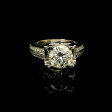 9K White Gold Diamond Engagement Ring | Round Solitaire | Channel-Set Double Band | Classic Bridal Design - Ring