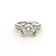 9K White Gold Diamond Engagement Ring | Round Solitaire | Channel-Set Double Band | Classic Bridal Design - Ring