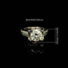 9K White Gold Diamond Engagement Ring | Round Solitaire | Channel-Set Double Band | Classic Bridal Design - Ring