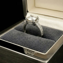 9K White Gold Diamond Engagement Ring | Round Solitaire | Channel-Set Double Band | Classic Bridal Design - Ring