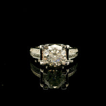 9K White Gold Diamond Ring | Classic Round Solitaire | Channel-Set Band Design | Elegant Bridal Style - Ring