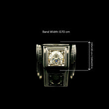 9K White Gold Signet Ring | Bold Square Bezel Solitaire | Solid Stepped Shoulders Design Jewelry - Ring