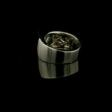 9K White Gold Signet Ring | Bold Square Bezel Solitaire | Solid Stepped Shoulders Design Jewelry - Ring