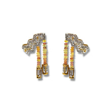 9K Yellow Gold Multicolor Natural Sapphire & Diamond Gradient Necklace & Earrings Set | Bridal Jewelry - Necklace