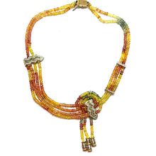 9K Yellow Gold Multicolor Natural Sapphire & Diamond Gradient Necklace & Earrings Set | Bridal Jewelry - Necklace