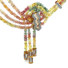 9K Yellow Gold Multicolor Natural Sapphire & Diamond Gradient Necklace & Earrings Set | Bridal Jewelry - Necklace