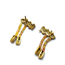 9K Yellow Gold Multicolor Natural Sapphire & Diamond Gradient Necklace & Earrings Set | Bridal Jewelry - Necklace