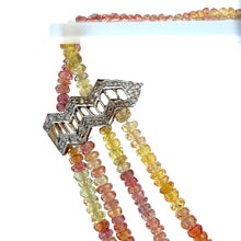 9K Yellow Gold Multicolor Natural Sapphire & Diamond Gradient Necklace & Earrings Set | Bridal Jewelry - Necklace