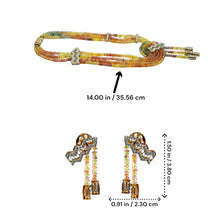 9K Yellow Gold Multicolor Natural Sapphire & Diamond Gradient Necklace & Earrings Set | Bridal Jewelry - Necklace