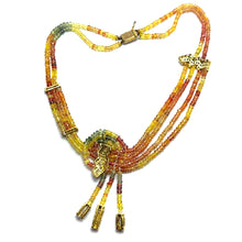 9K Yellow Gold Multicolor Natural Sapphire & Diamond Gradient Necklace & Earrings Set | Bridal Jewelry - Necklace