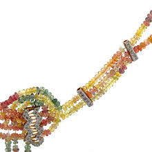 9K Yellow Gold Multicolor Natural Sapphire & Diamond Gradient Necklace & Earrings Set | Bridal Jewelry - Necklace