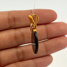 9K Yellow Gold Natural Diamond & Black Onyx Allah Arabic Calligraphy Pendant | Islamic Sacred Calligraphy Jewelry