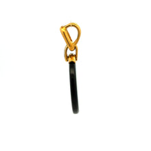 9K Yellow Gold | Natural Diamond & Black Onyx Allah Two-Sided Pendant | Islamic Religious Faith Fine Medallion - Pendant