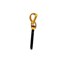 9K Yellow Gold Natural Diamond & Black Onyx Om Symbol Religious Pendant | Hindu Devotional Medallion Jewelry - Pendant