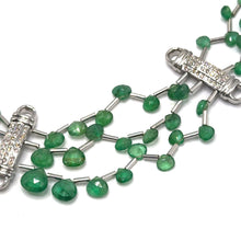 9K Yellow Gold Natural Emerald & Diamond Beaded Necklace & Earrings Set | Cylindrical Diamond Bars - Necklace Earring