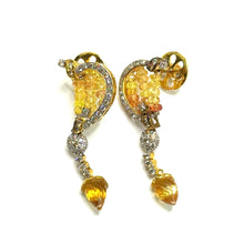 9K Yellow Gold Natural Multi Sapphire & Diamond Necklace and Earrings Set | Multi Strand Bridal Fine Jewelry - Necklace