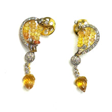 9K Yellow Gold Natural Multi Sapphire & Diamond Necklace and Earrings Set | Multi Strand Bridal Fine Jewelry - Necklace