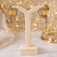 9K Yellow Gold Natural Multi Sapphire & Diamond Necklace and Earrings Set | Multi Strand Bridal Fine Jewelry - Necklace