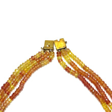 9K Yellow Gold Natural Multi Sapphire & Diamond Necklace and Earrings Set | Multi Strand Bridal Fine Jewelry - Necklace