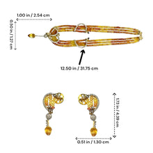 9K Yellow Gold Natural Multi Sapphire & Diamond Necklace and Earrings Set | Multi Strand Bridal Fine Jewelry - Necklace