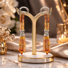 9K Yellow Gold Natural Sapphire & Diamond Necklace & Earrings Set | Multi-Strand Statement Fine Jewelry - Necklace