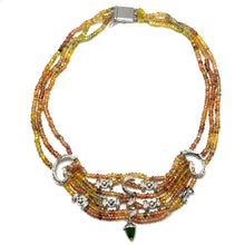 9K Yellow Gold Natural Sapphire & Diamond Necklace & Earrings Set | Multi-Strand Statement Fine Jewelry - Necklace