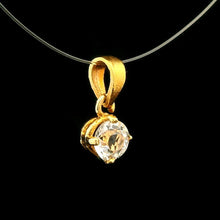 9K Yellow Gold Natural White Topaz Pendant | Classic Four Prong-Set Solitaire Mount Fine Jewelry - Pendant