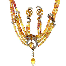 9K Yellow Gold Necklace Earring Set with Natural Diamond & Sapphire Beads Jewellery