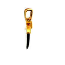 9K Yellow Gold Pendant Black Onyx Om Symbol Devotional Two-Sided | Hindu Religious Spiritual Fine Jewelry - Pendant