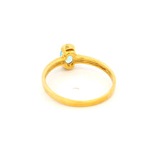 9K Yellow Gold Solitaire Ring | Natural Blue Topaz Open Bezel Setting | Modern Minimal Design Jewelry - Ring
