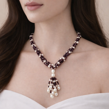 Natural Garnet Plain Ball & Pearl Gemstone Handmade Necklace