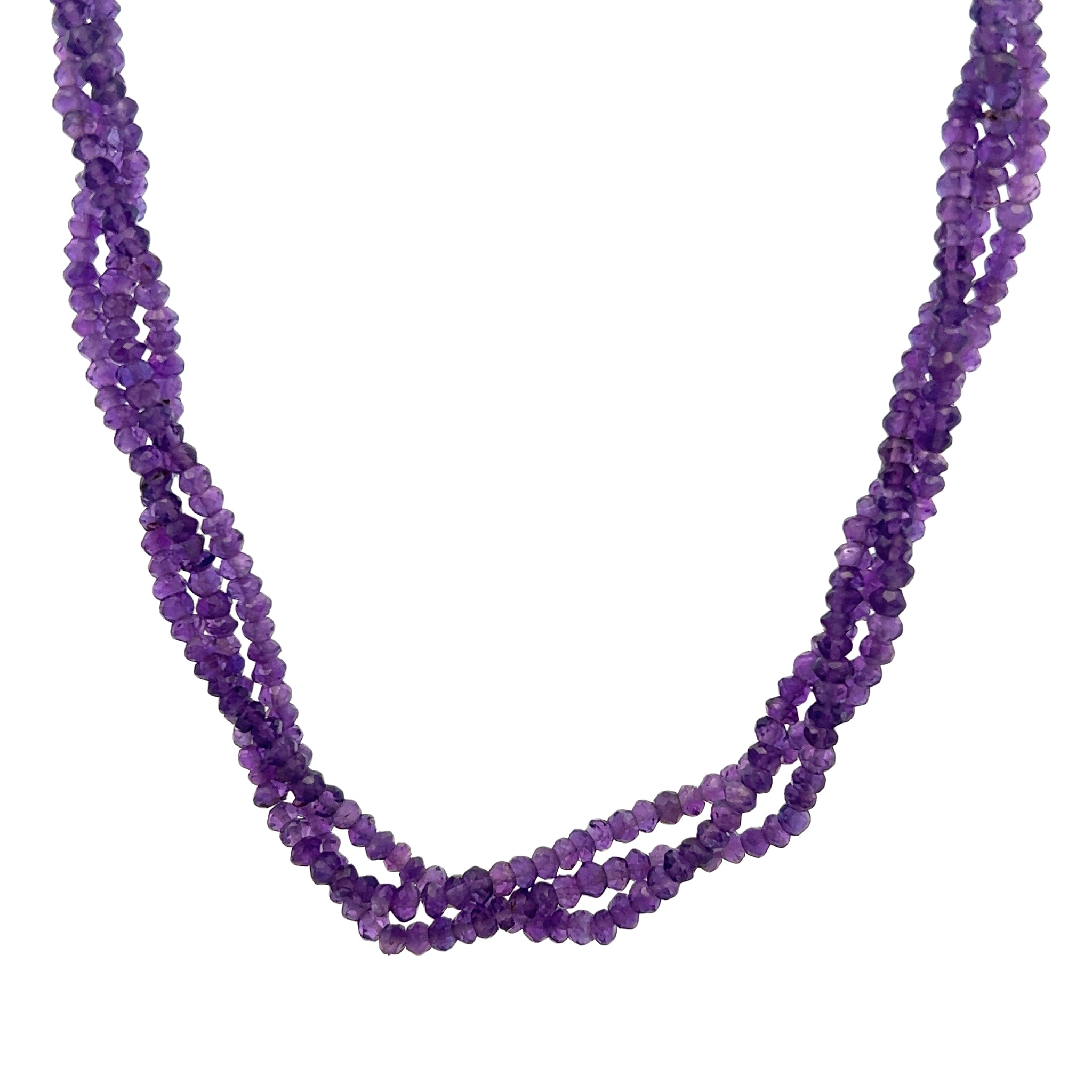 Natural Amethyst Rondelle Facet Cut Beads Gemstone Twisted Necklace