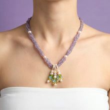 Natural Amethyst Swiss Blue Topaz Peridot Citrine Pearl Gemstone Necklace