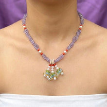 Natural Amethyst Pearl Coral Citrine Peridot Swiss Blue Topaz Gemstone Necklace
