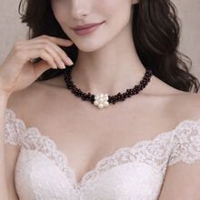 Natural Garnet Drop & Button Pearl Gemstone Necklace