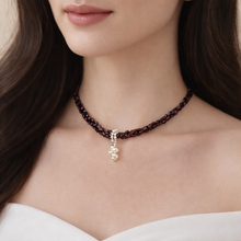 Natural Garnet Fancy & Plain Pearl Twisted Gemstone Necklace