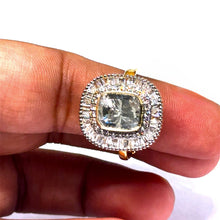 14K Yellow Gold Three-Layered Diamond Polki Ring – Statement Polki Jewelry with Tiered Finish