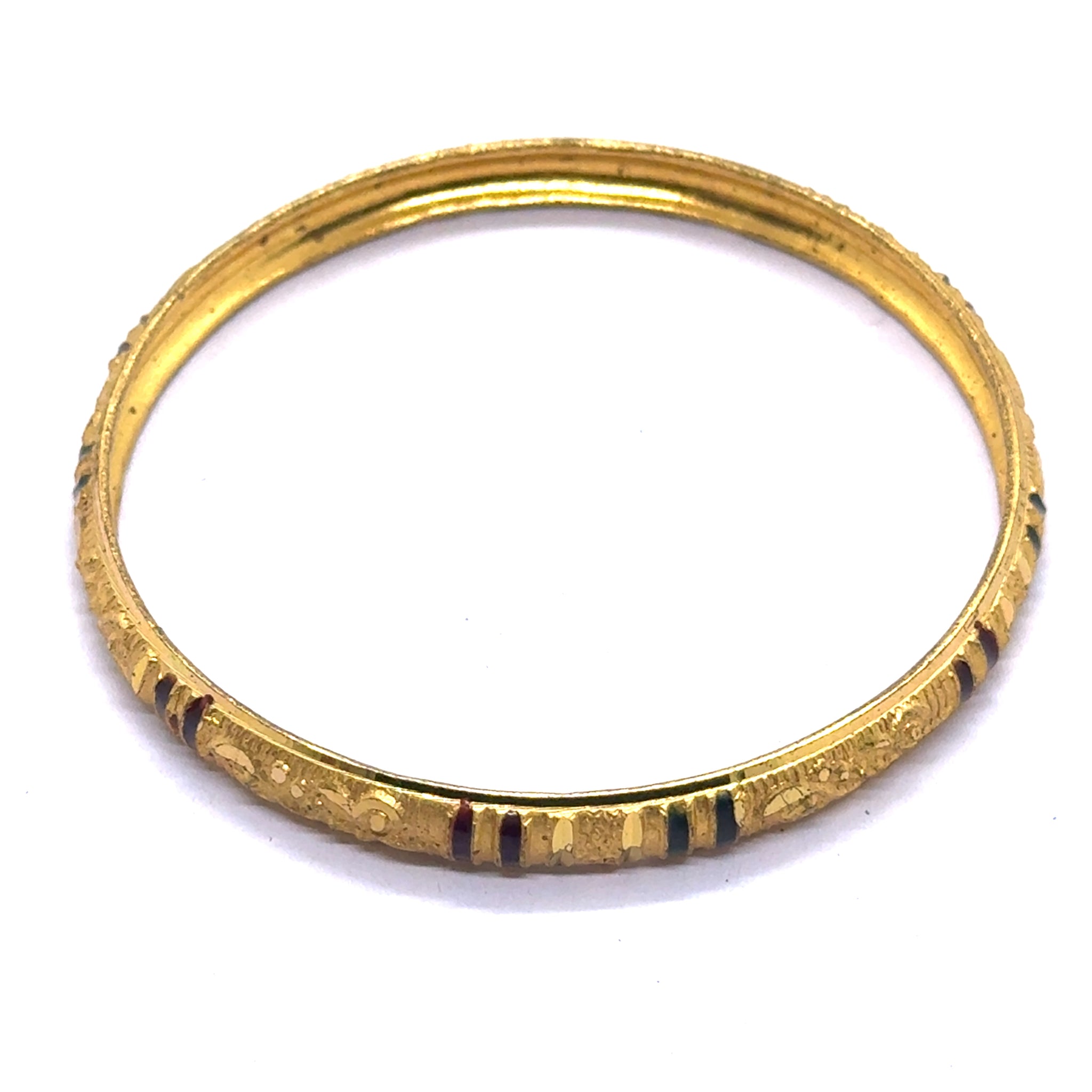 Designer Yellow Gold Plated metal Bangles with Engraved Texture and Geometric Motifs for a Traditional Look