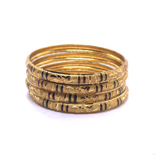Designer Yellow Gold Plated metal Bangles with Engraved Texture and Geometric Motifs for a Traditional Look