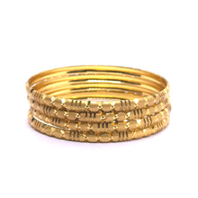 Elegant Yellow Gold Plated Bangles Featuring Textured Traditional Design and Fine Geometric Engravings Electro Gold Plated Bangle